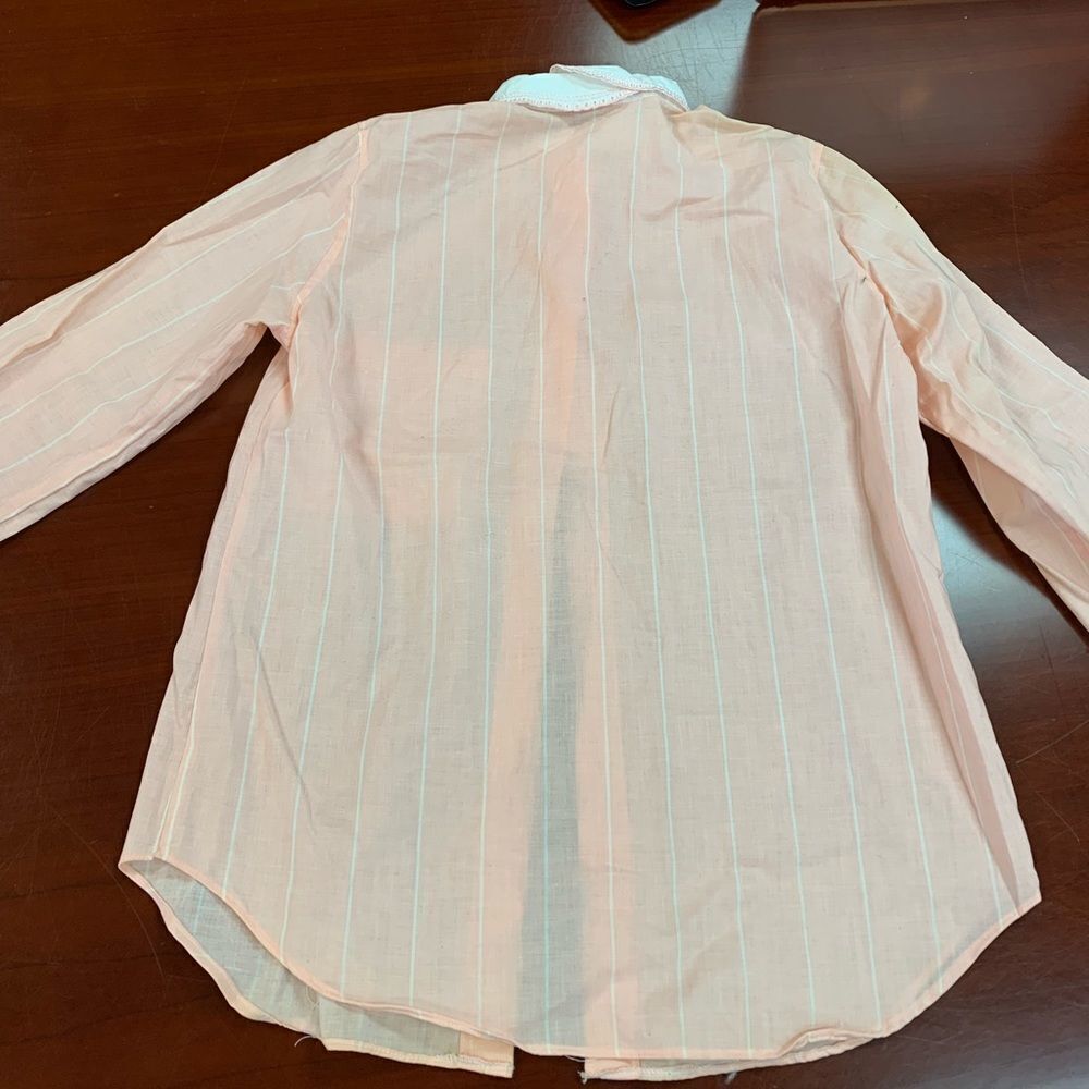 Vintage Laura Mae Pink & White Lace Trim Button Down sz 10 NWT - Picture 5 of 5